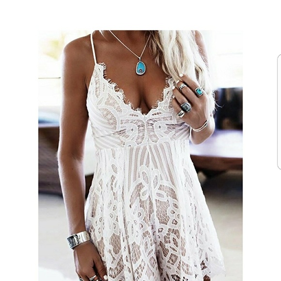 AURORA White Floral Lace Romper - Picture 5 of 6